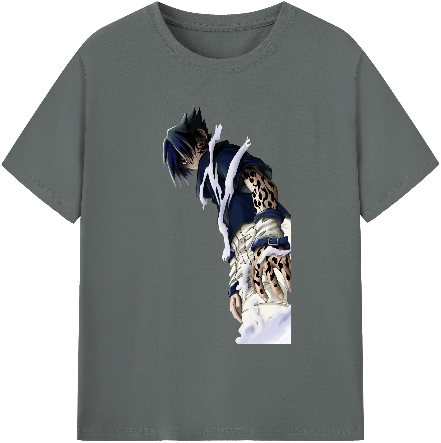 （画像用） NARUTO -ナルト- うちは サスケ Uchiha Sasuke 綿100％ メンズ半袖Tシャツ｜肌触りやわらか＆通気性